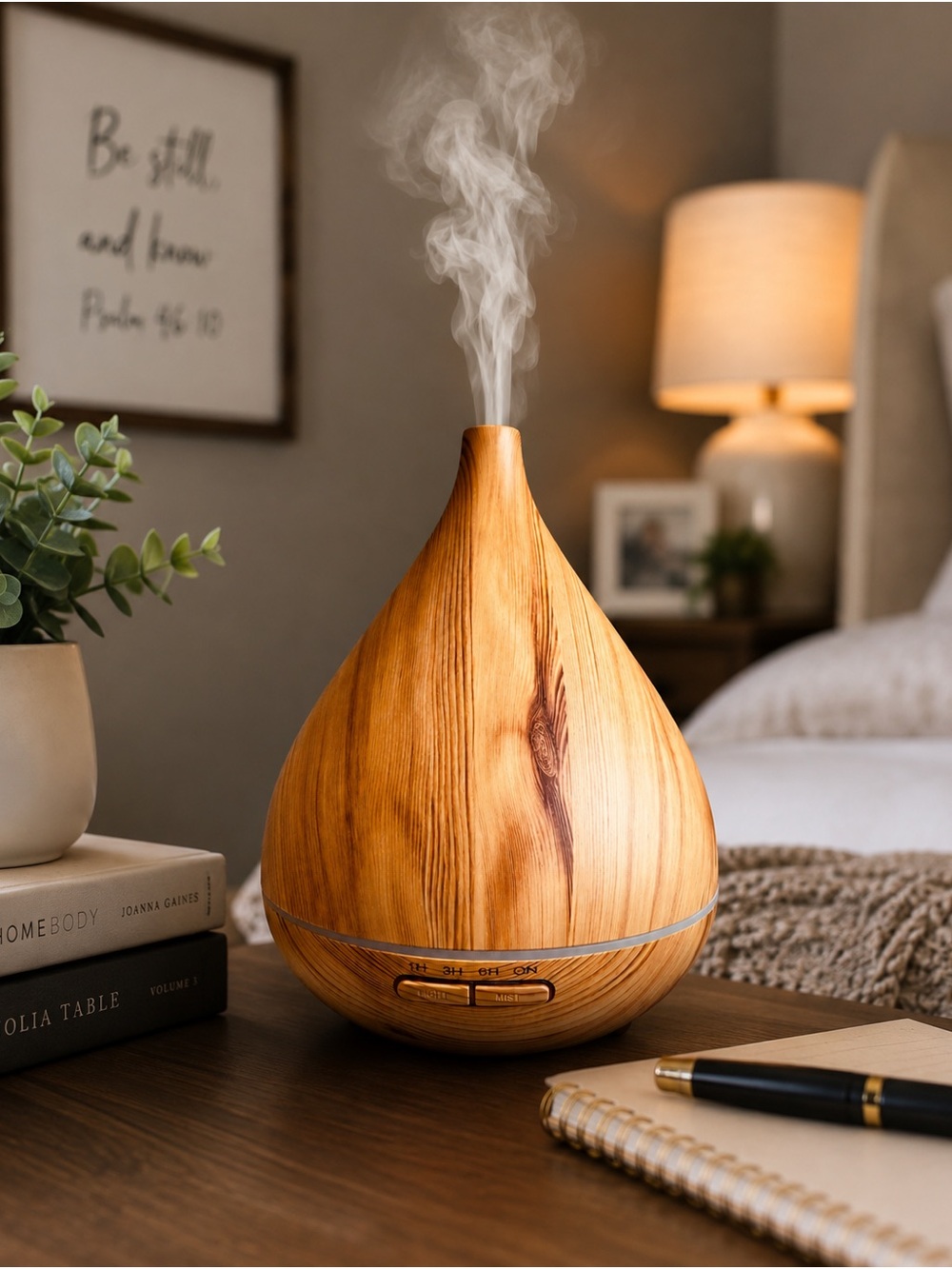 Wood Grain Ultrasonic Aroma Diffuser - Natural Faux Wood Finish
